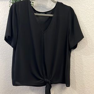 Madewell Novel Tie-Front Black Top Size Médium